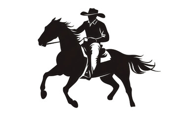 Silhouette of a cowboy riding a horse at night, subtly adorned with colorful speckles