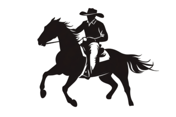 Silhouette of a cowboy riding a horse at night, subtly adorned with colorful speckles