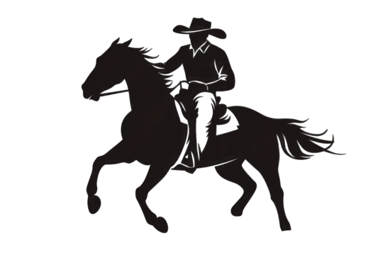 Silhouette of a cowboy riding a horse at night, subtly adorned with colorful speckles - Powered by Adobe