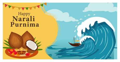 Happy Narali Purnima Coastal Harvest Festival Vector Collection-02