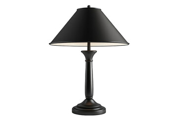 Obraz premium Sleek black table lamp with a conical shade and a slender, slightly flared base. The lamp features a simple, elegant design
