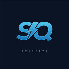 SQ Thunderbolt Monogram – Futuristic Electric Logo with Bold Blue Energy Strike