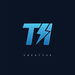TI Thunderbolt Monogram – Futuristic Electric Logo with Bold Blue Energy Strike