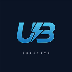 UB Thunderbolt Monogram – Futuristic Electric Logo with Bold Blue Energy Strike
