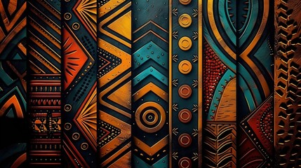 Intricate array of african tribal patterns in vibrant colors and detailed textures.