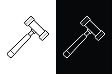 Reflex hammer line icon Black and white logo design vector