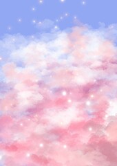 Sunset sky pastel clouds illustration painting background