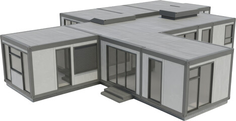 Modern Modular Building Prefabricated Construction Site Office Exterior View Grey and White Design