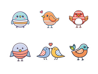 Cute Baby Bird Cartoon Vector – Adorable Fluffy Chick Character in Kawaii Style for Kids, Nursery, and Educational Designs