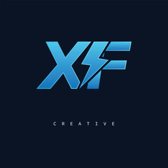 Fototapeta premium XF Thunderbolt Monogram – Futuristic Electric Logo with Bold Blue Energy Strike