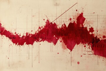 A downward-trending financial graph in red, representing economic downturn, recession, and market volatility.