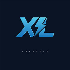 Fototapeta premium XL Thunderbolt Monogram – Futuristic Electric Logo with Bold Blue Energy Strike