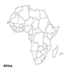 vector map of africa continent isolated on transparent background