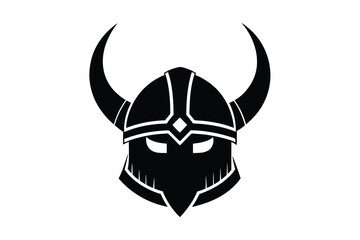 Horned Viking helmet icon silhouette on white background