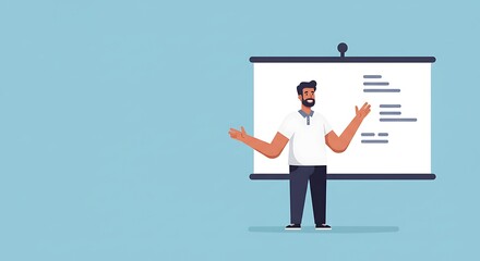 Fototapeta premium Person explains using presentation board in a business meeting concept