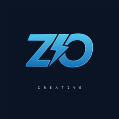 ZO Thunderbolt Monogram – Futuristic Electric Logo with Bold Blue Energy Strike