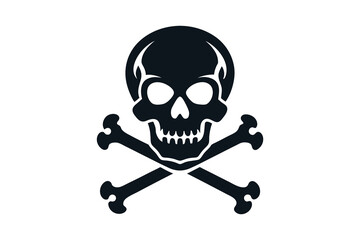 vintage skull and crossbones sign silhouette on white background