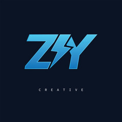 Y Thunderbolt Monogram – Futuristic Electric Logo with Bold Blue Energy Strike