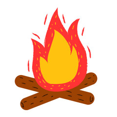 Illustration of Bonfire with Red and Yellow Flames