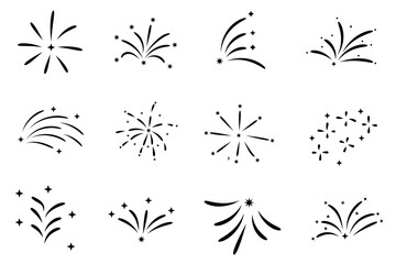 firework, starburst hand drawn, vector illustration. Free Vector. editable	