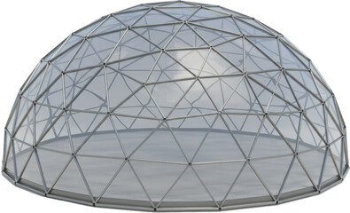 Architectural Geodesic Dome Structure Transparent Glass Panels and Metal Frame Design
