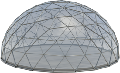 Architectural Geodesic Dome Structure Transparent Glass Panels and Metal Frame Design