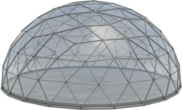 Architectural Geodesic Dome Structure Transparent Glass Panels and Metal Frame Design