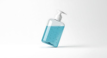 Obraz premium Sanitizer bottle with dispenser transparent liquid for hygiene and health