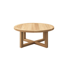 Modern Round Wooden Coffee Table with X-Base Design
