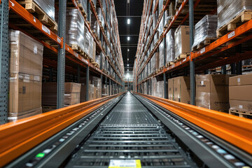 Modern Warehouse Storage with Pallets on Industrial Shelving