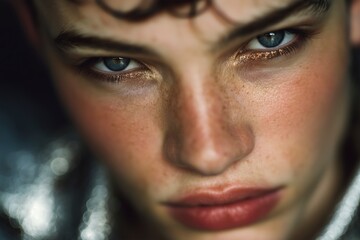 Close-up Portrait with Glitter Eyeshadow