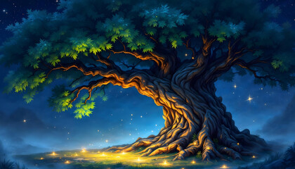 Obraz premium The night landscape with trees