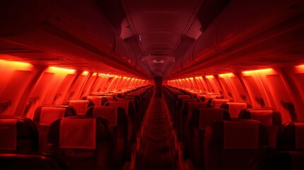 Mysterious flight experience airplane interior photography dimly lit aesthetic conceptual