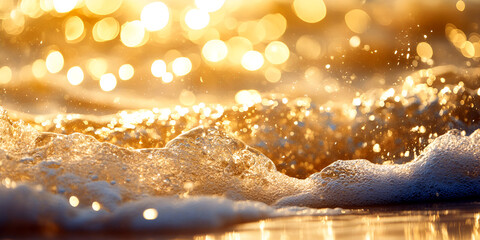 Romantic summer beach wedding with golden sunset and ocean waves