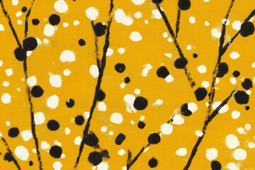 Black Branches and Dots on Yellow