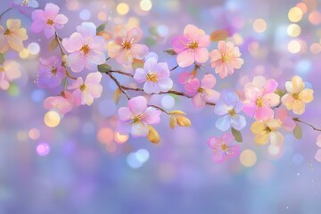 Branch of Pastel Cherry Blossoms