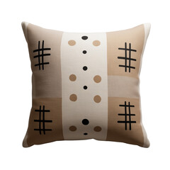 Decorative throw pillow with modern geometric design isolated on white background