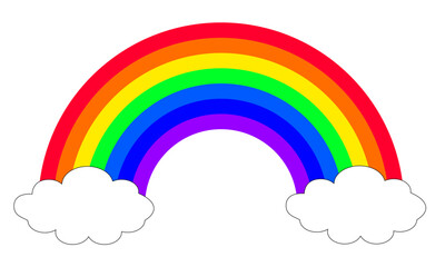 Simple cloud and rainbow. Vector Illustration.