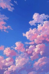 Pink Clouds in Blue Sky