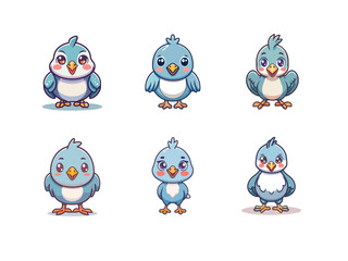 Kawaii City Pigeon Vector – Funny and Cute Front-Facing Bird Illustration for Kids, Pet Graphics, and Character Design Projects