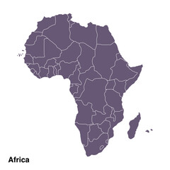 vector map of africa continent isolated on transparent background