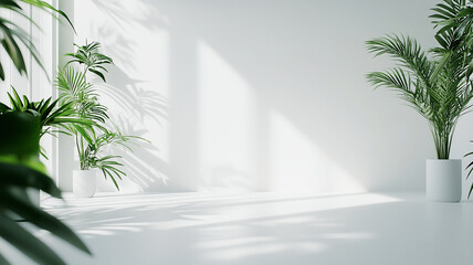 白い部屋にある観葉植物