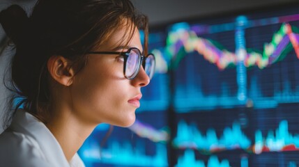 Data analysis insights office workspace digital screens professional environment close-up view business intelligence