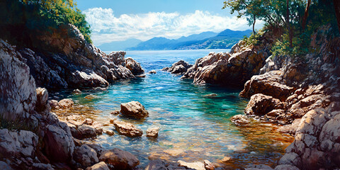 rocky coast of the sea