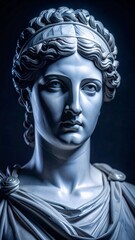 hyper realistic photograph of a marble statue of the ancient Greek goddess Hera