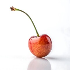 Fresh Cherry Fruits and Water Droplet with White Background