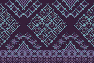 Obraz premium Traditional Ukrainian cross-stitch Detailed vector Illustration for textile printing design, on pixels pastel tone.