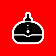 Minimalist Burger Bun Icon on Red Background
