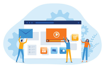 web design and mobile application design process concept with designer and developer team collaboration working concept
