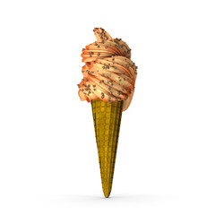 Chocolate Soft Serve Ice Cream Cone Isolated on Transparent Background